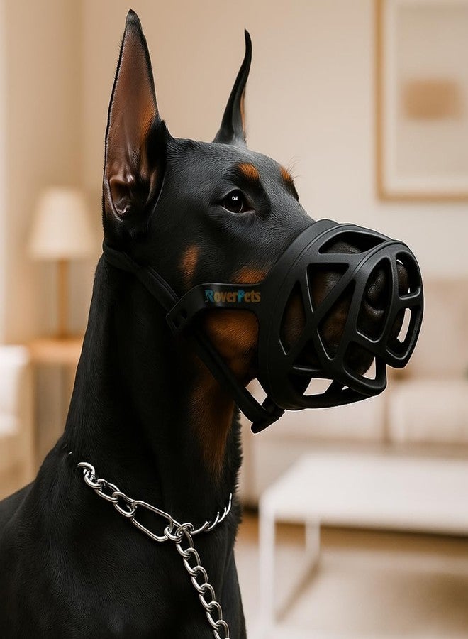 KsPups واقي كمامة للكلاب من KsPups مع حزام بإبزيم | غطاء فم مريح للحيوانات الأليفة للتحكم في العض والنباح والمضغ | مثالي للكلاب والجراء العدوانية - رقم 4، مقاس كبير، أسود - Image 1